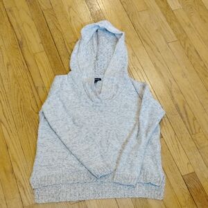 Lands' End Women's Light Heather Gray Hooded Cowl Sweater